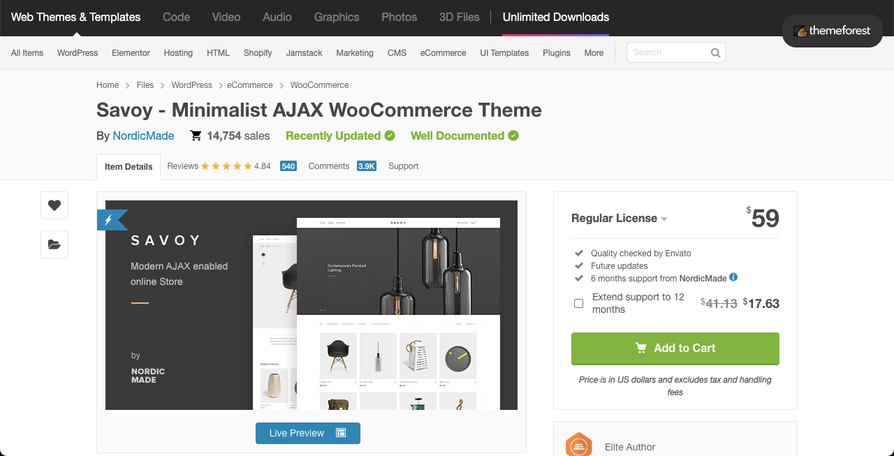 Savoy theme for Elementor and WooCommerce