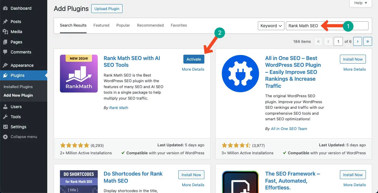 Install and activate the Rank Math SEO plugin