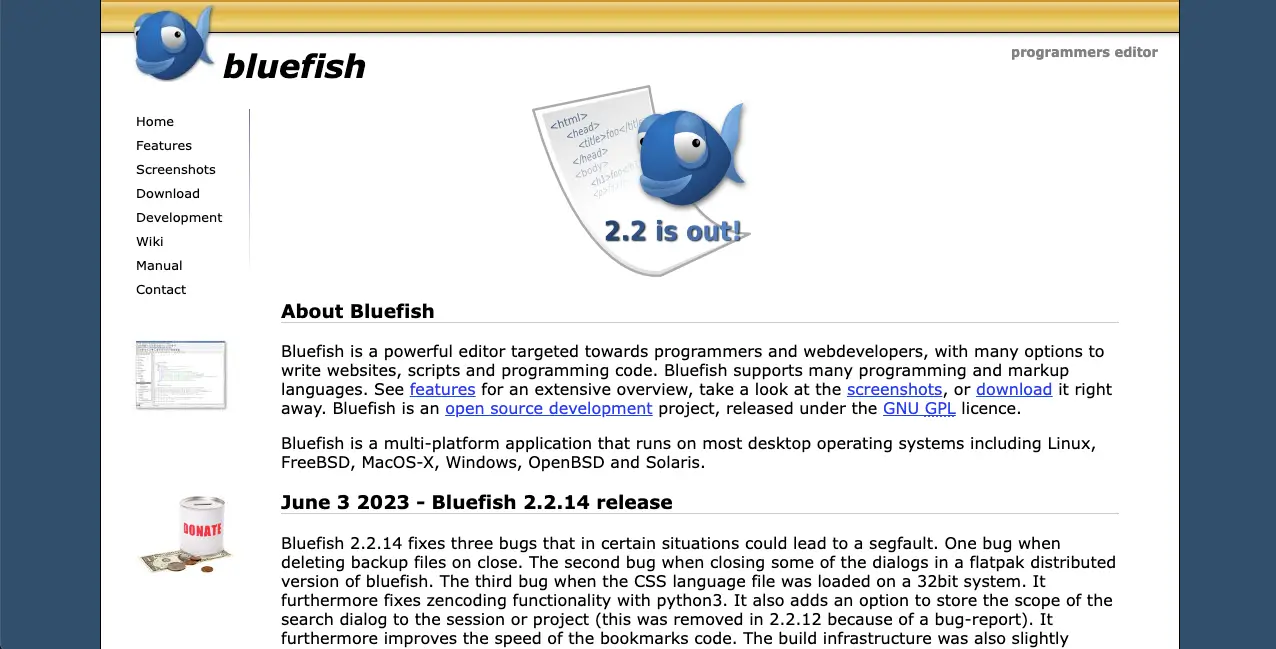 Bluefish Code Editor
