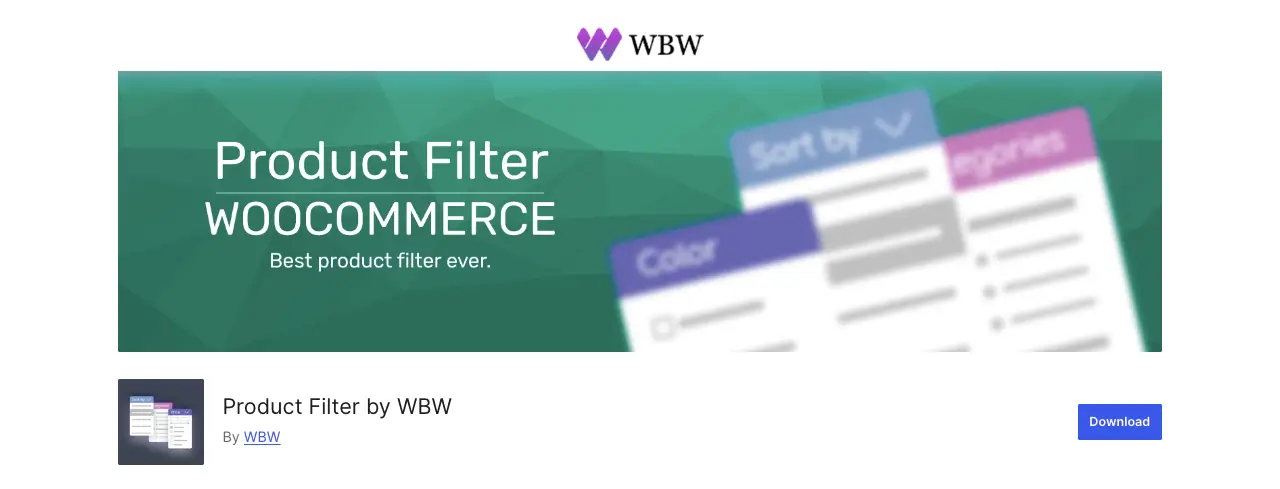 Product Filter by WBW plugin