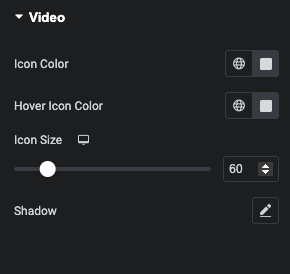 Style controls for the video: