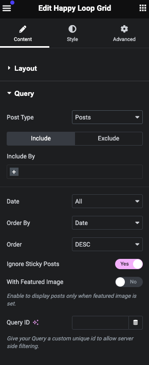 How to Manage the Queries of The Happy Loop Grid Widget: