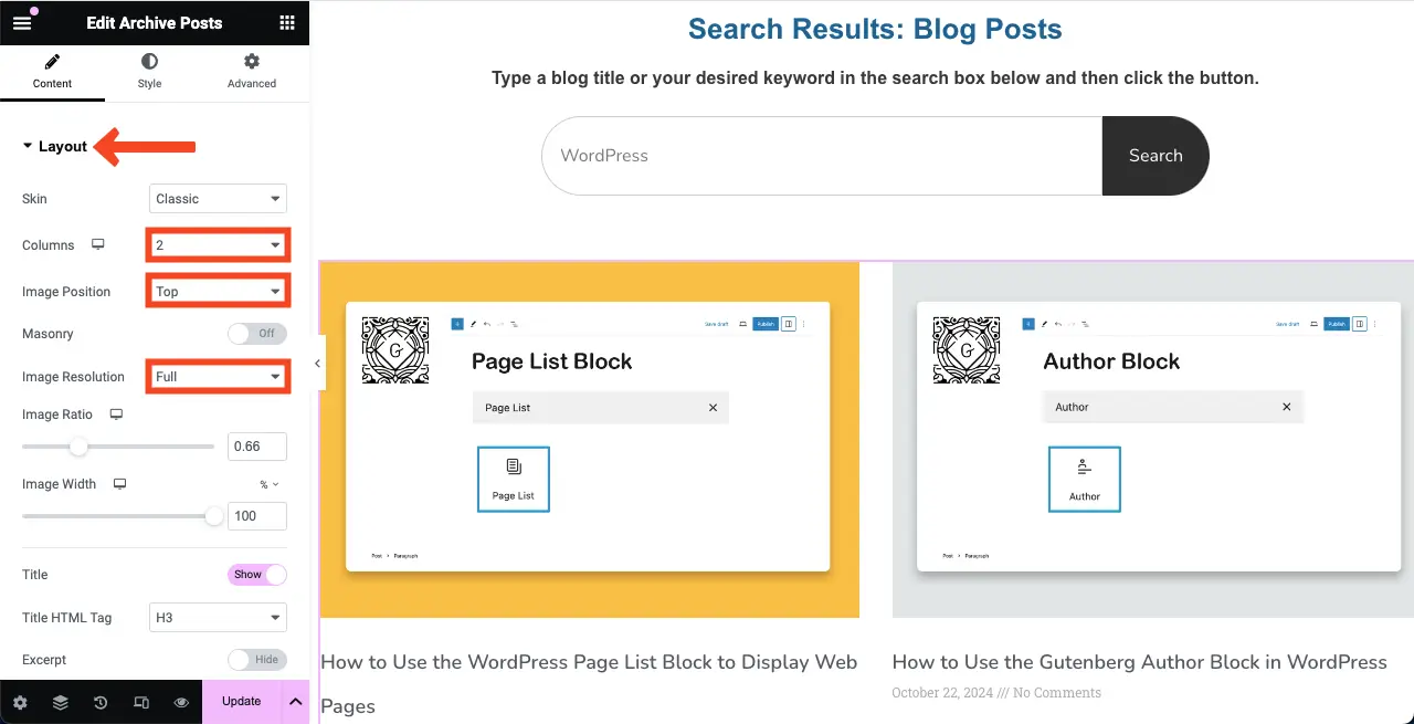 Customize the Archive Posts Widget