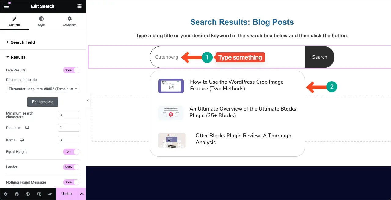 Preview live results