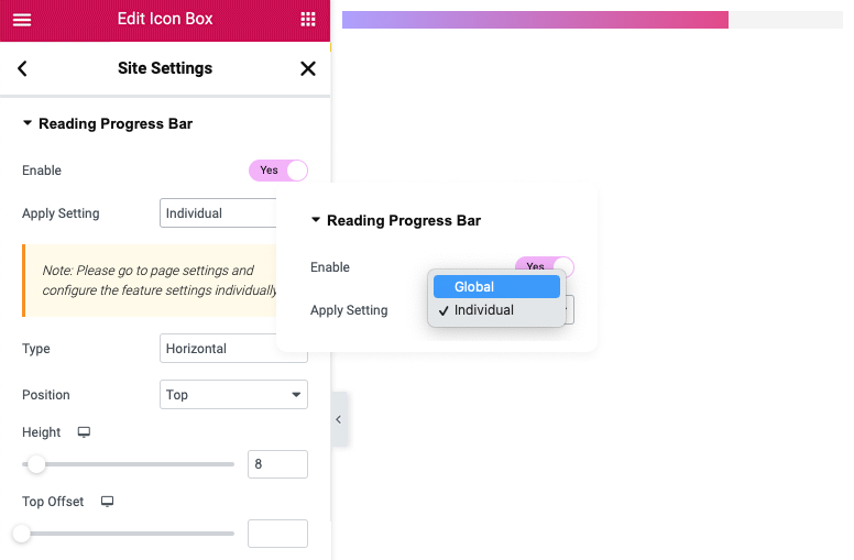 reading progress bar setting2