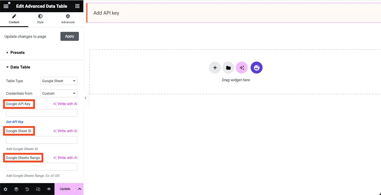 How to Embed a Google Sheet in WordPress Table and Make it Sortable 5 Add Google Sheet information