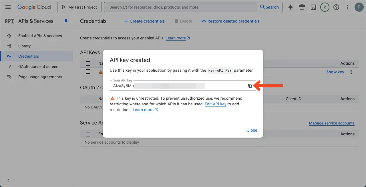 How to Embed a Google Sheet in WordPress Table and Make it Sortable 8 Get Your Google API Key