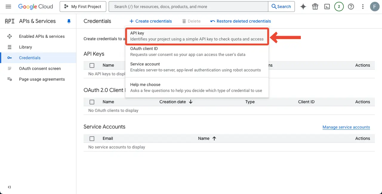 How to Embed a Google Sheet in WordPress Table and Make it Sortable 7 Create Google API Key