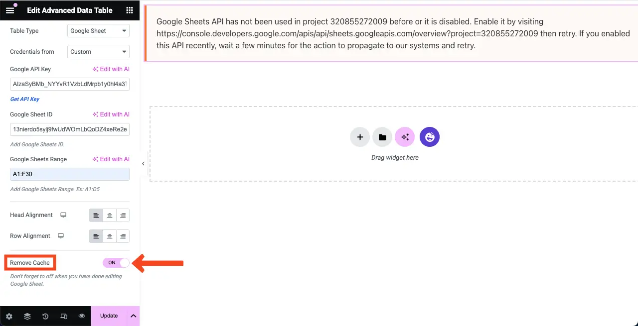 How to Embed a Google Sheet in WordPress Table and Make it Sortable 12 Remove Cache for displaying the table