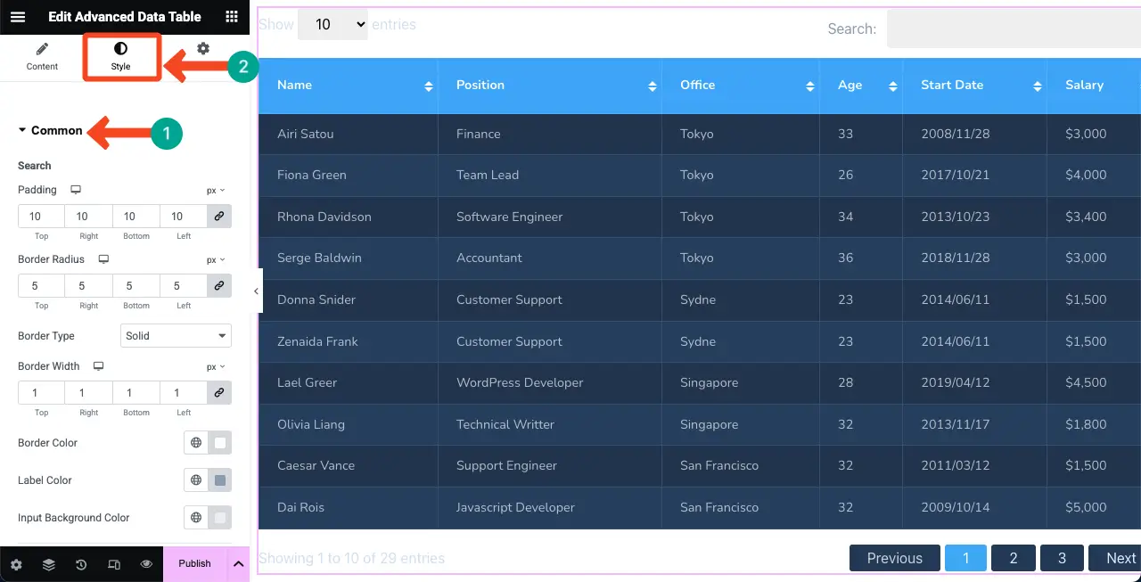 How to Embed a Google Sheet in WordPress Table and Make it Sortable 17 Stylize the Table