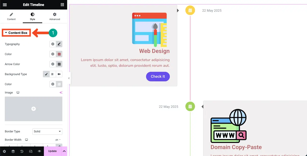How to Create a Timeline in WordPress with Elementor 25 Customize content of the verticle timeline widget