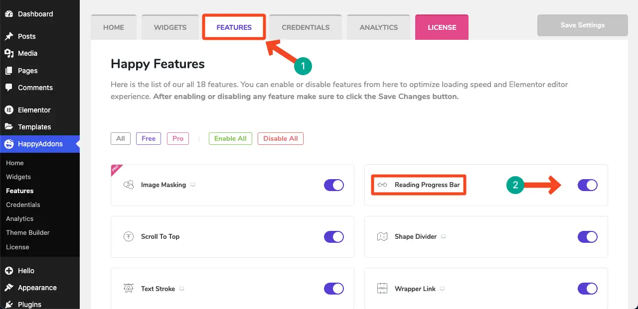 How to Display Reading Progress Bar in WordPress with Elementor 2 Enable the reading progress bar feature