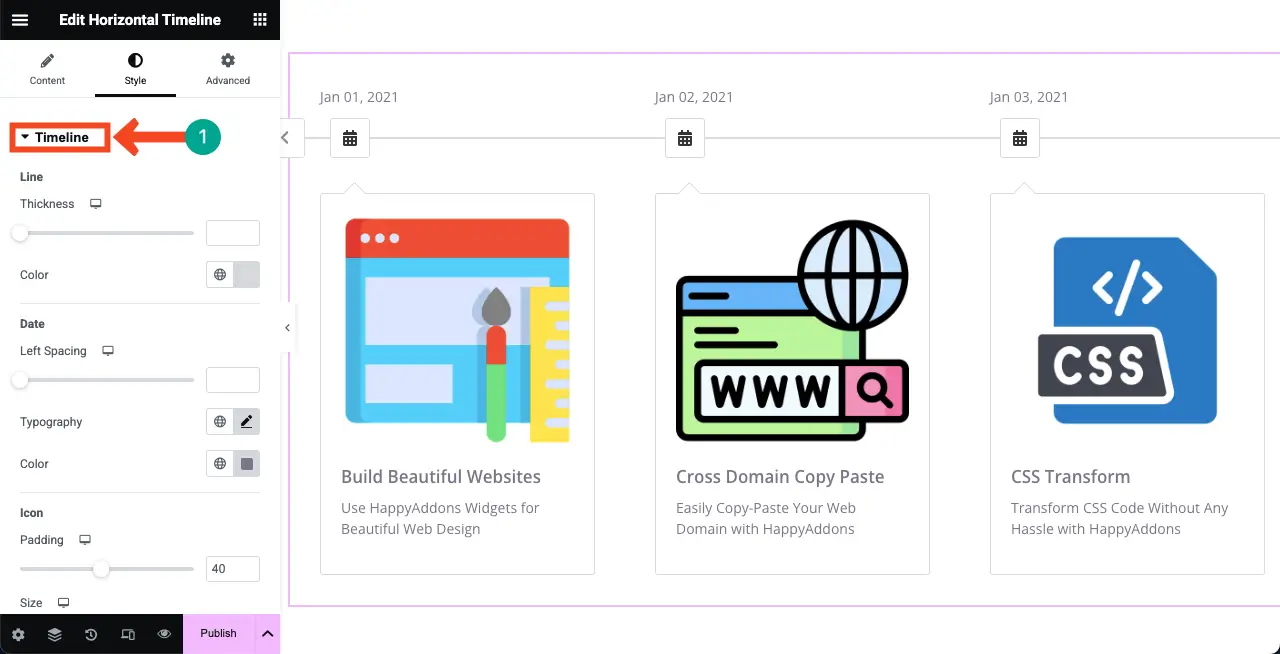 How to Create a Timeline in WordPress with Elementor 13 Expand the Timeline section from the Style Tab