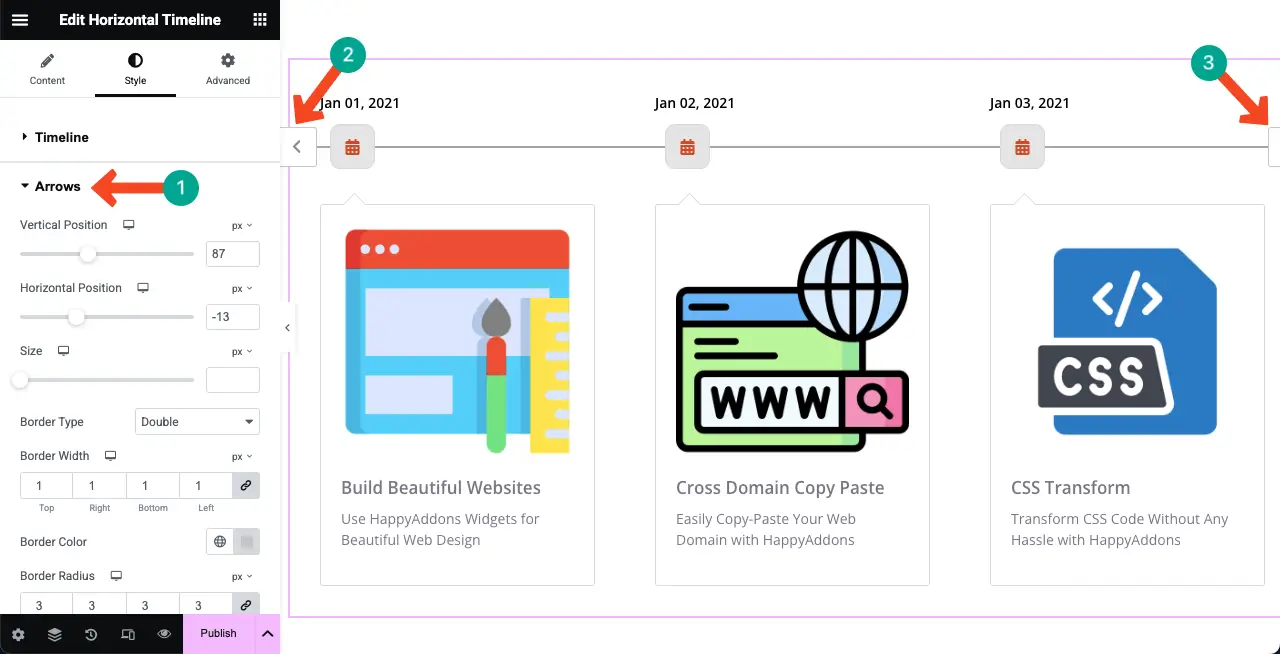 How to Create a Timeline in WordPress with Elementor 15 Stylize the arrow icons of the timeline