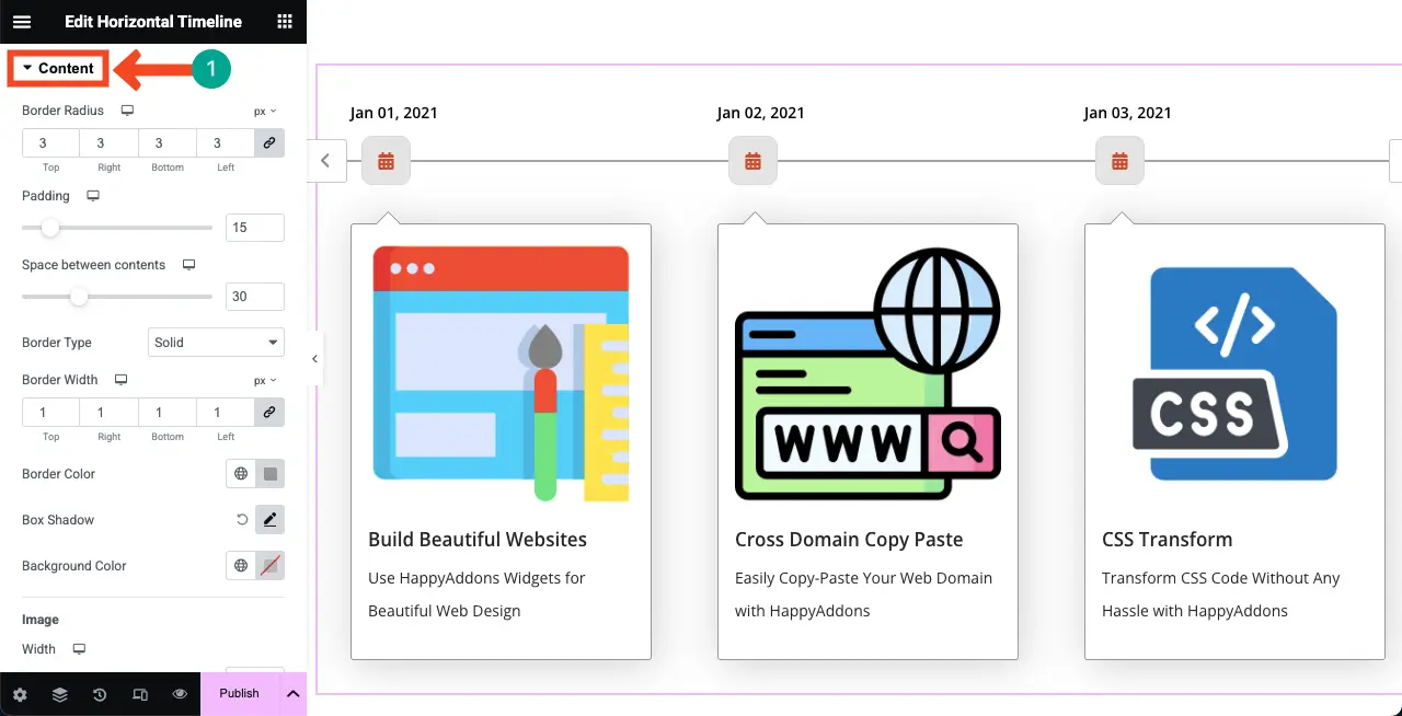 How to Create a Timeline in WordPress with Elementor 16 Stylize the content of the Horizontal Timeline widget