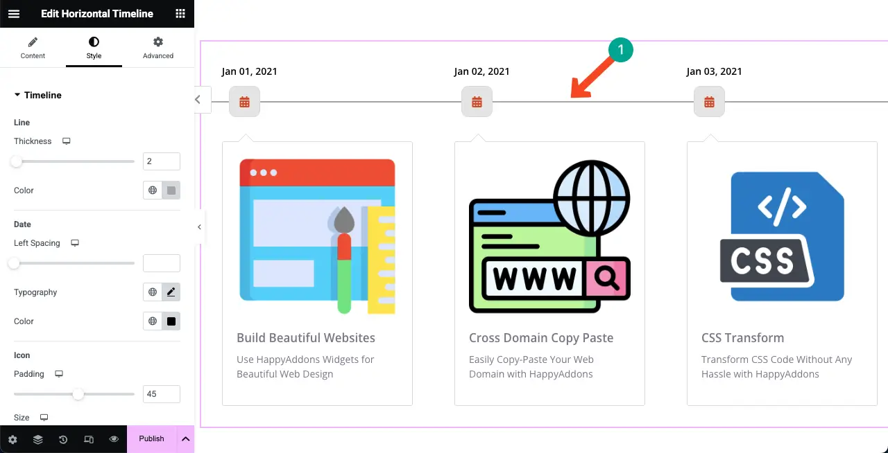 How to Create a Timeline in WordPress with Elementor 14 Stylized the horizontal timeline