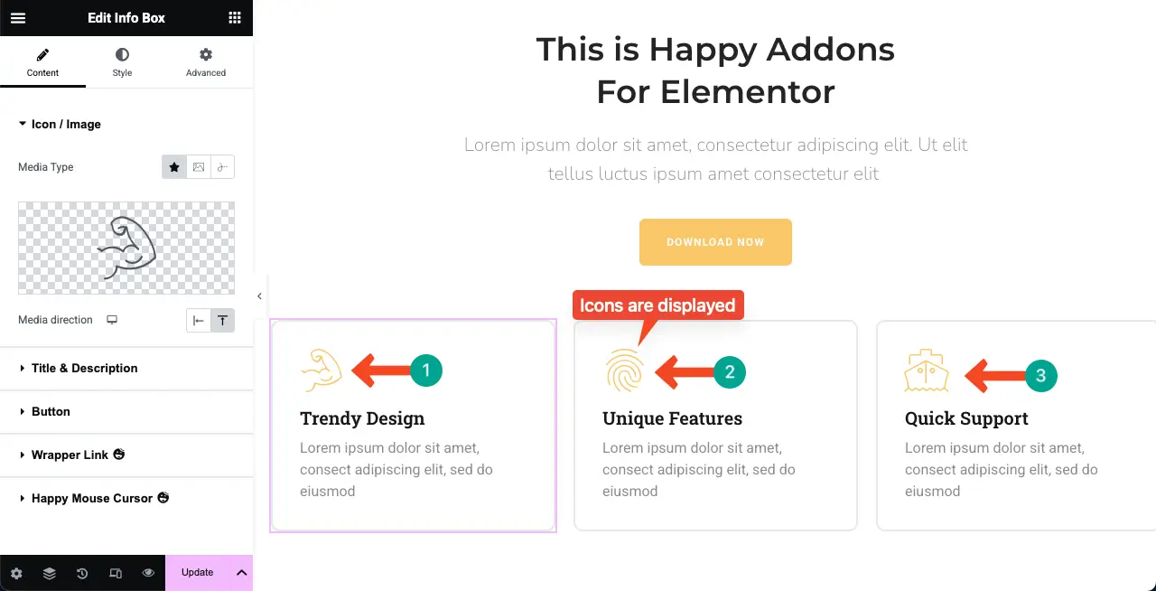 How to Fix Elementor Icon Not Loading (Proven Guide) 1 Icons are displayed on the Elementor Canvas