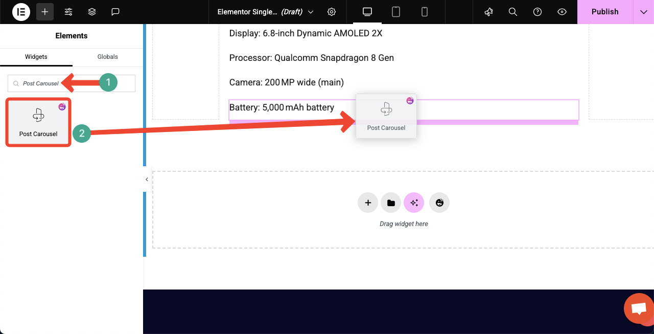 How to Create a Dynamic Web Page in WordPress with Elementor 32 Add the Post Carousel Widget to the Canvas