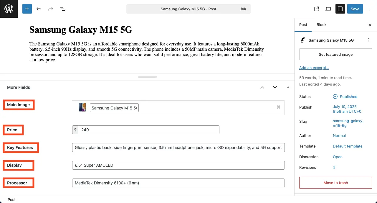 How to Create a Dynamic Web Page in WordPress with Elementor 14 Custom fields filled in