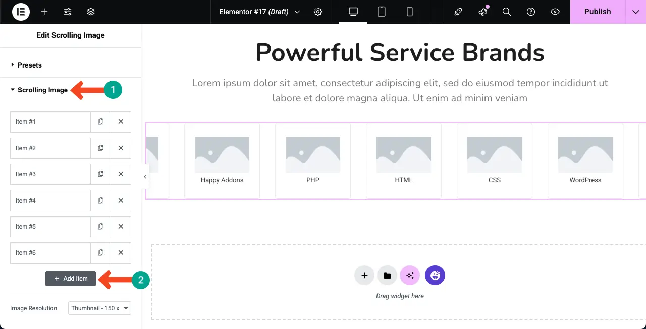 How to Create an Auto Scrolling Image Gallery in WordPress with Elementor 7 Go to the image adding option