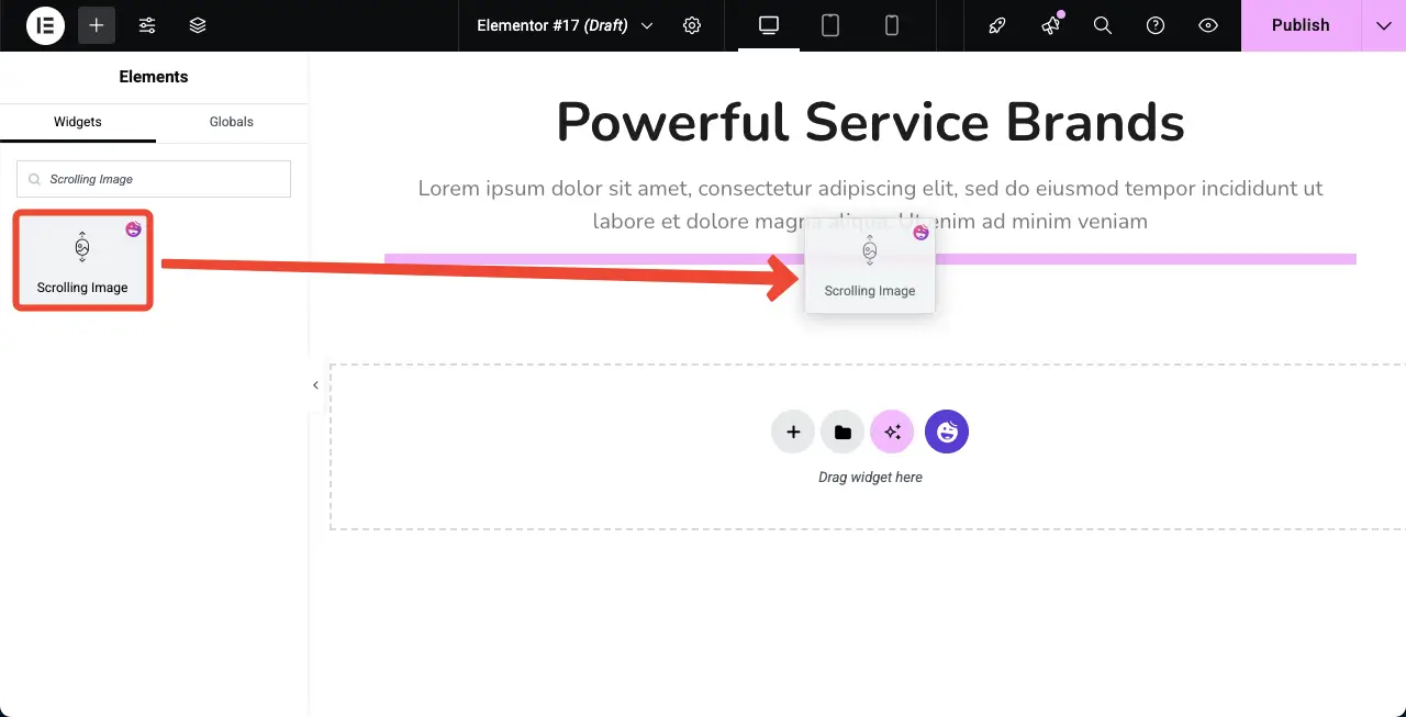 How to Create an Auto Scrolling Image Gallery in WordPress with Elementor 4 Drag and Drop the Scrolling Image Widget