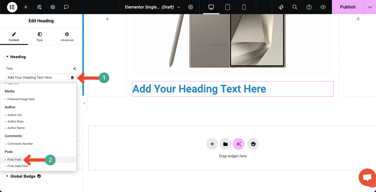 How to Create a Dynamic Web Page in WordPress with Elementor 26 Select tag for the heading widget