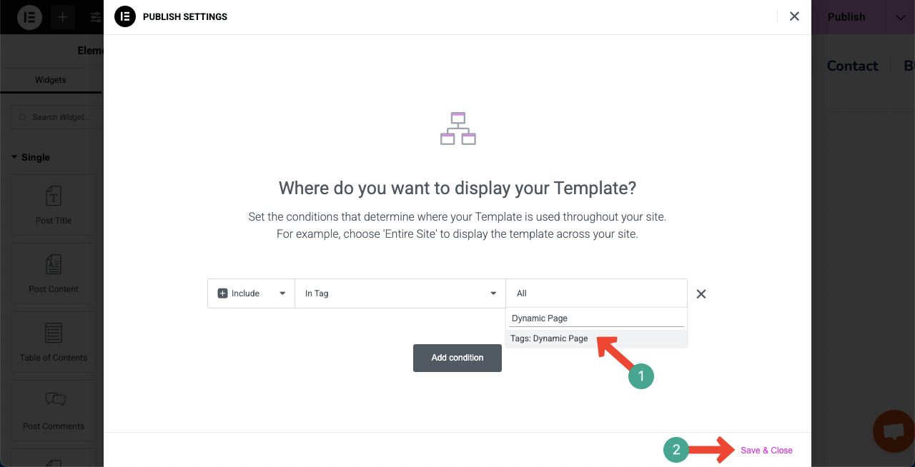 How to Create a Dynamic Web Page in WordPress with Elementor 38 Select the tag