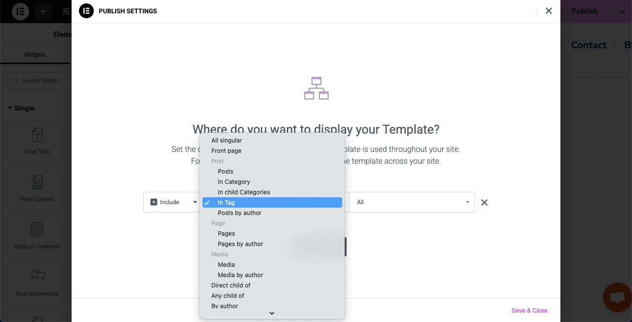 How to Create a Dynamic Web Page in WordPress with Elementor 37 Set tag, category, or other thing as the condition