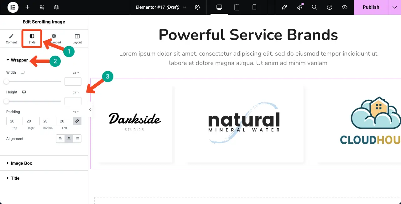 How to Create an Auto Scrolling Image Gallery in WordPress with Elementor 13 Stylize the Scrolling Image widget