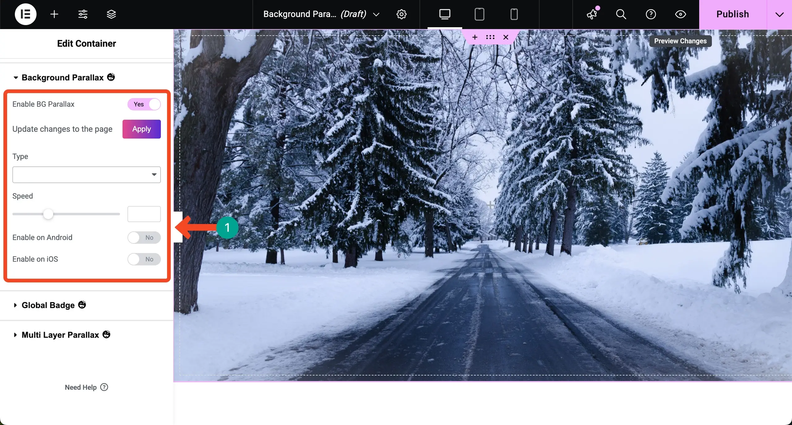 Background Parallax Options