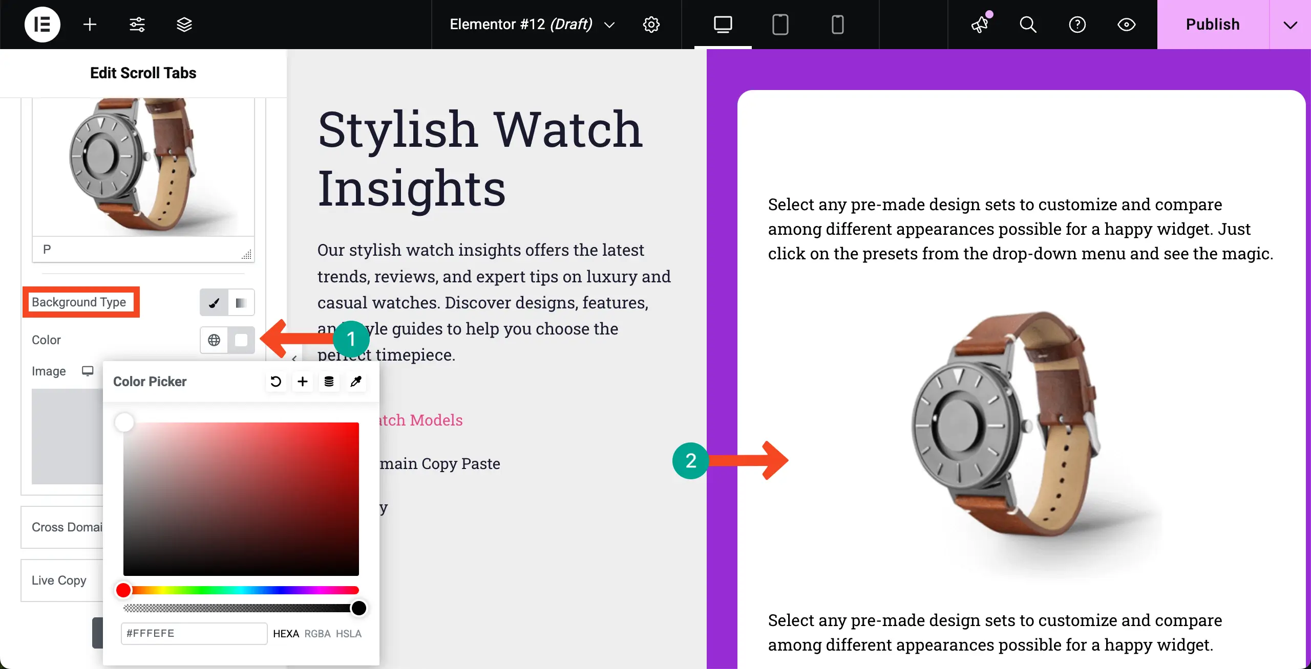 Change the Background Color of the Tabbed Content
