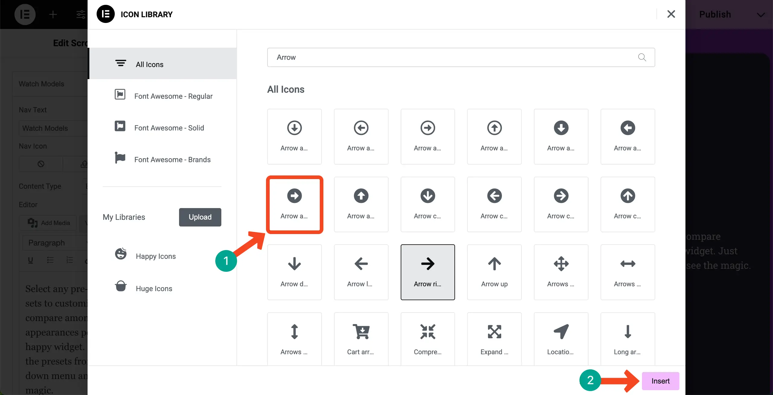 Choose an icon from the icon library