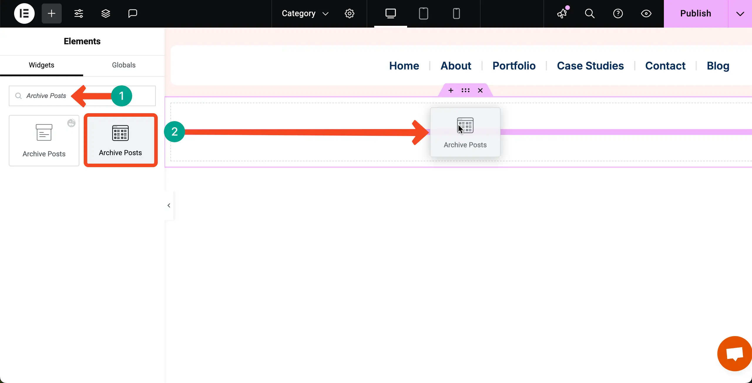 Drag and Drop the Post Archive Widget