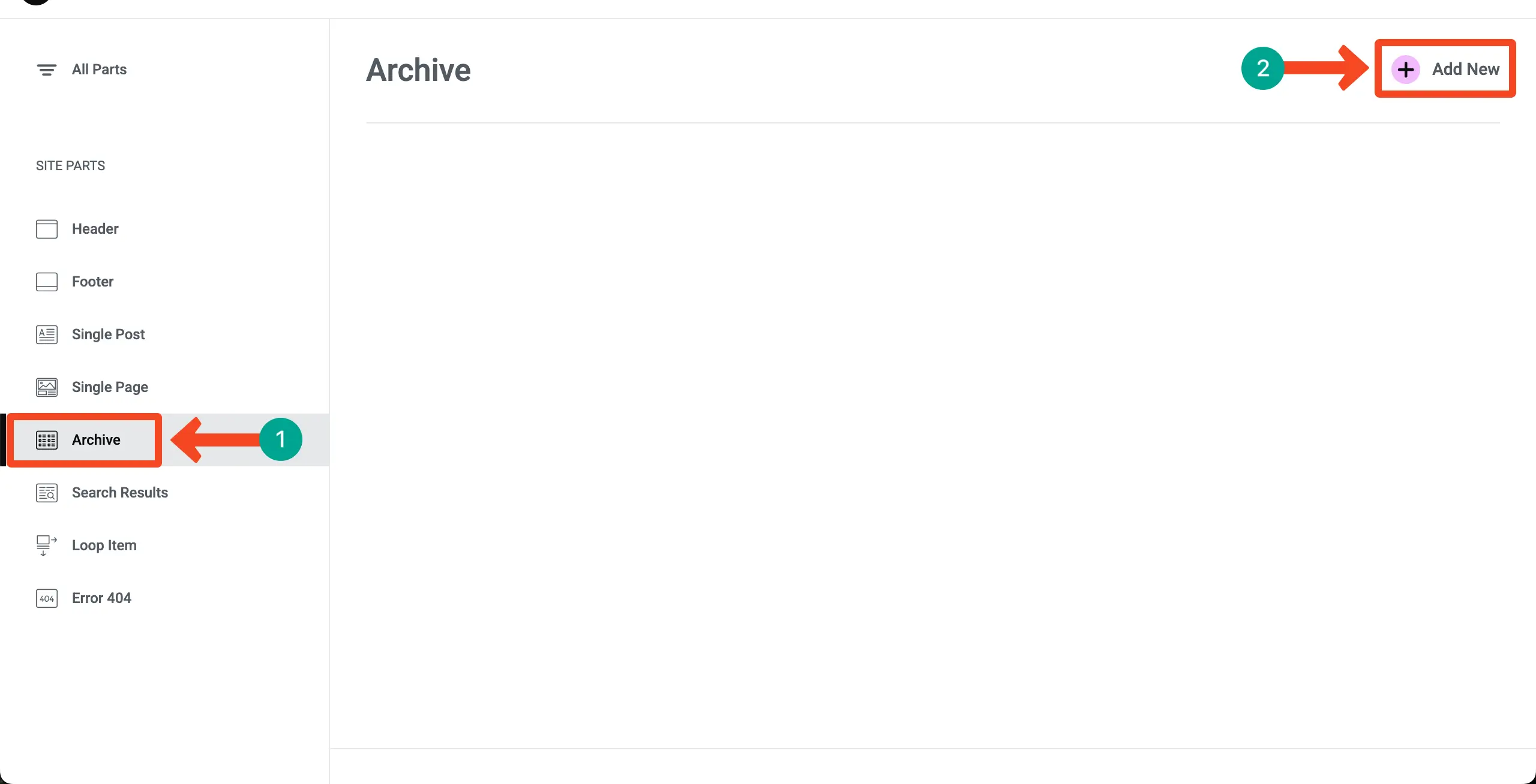 Open an archive page editor