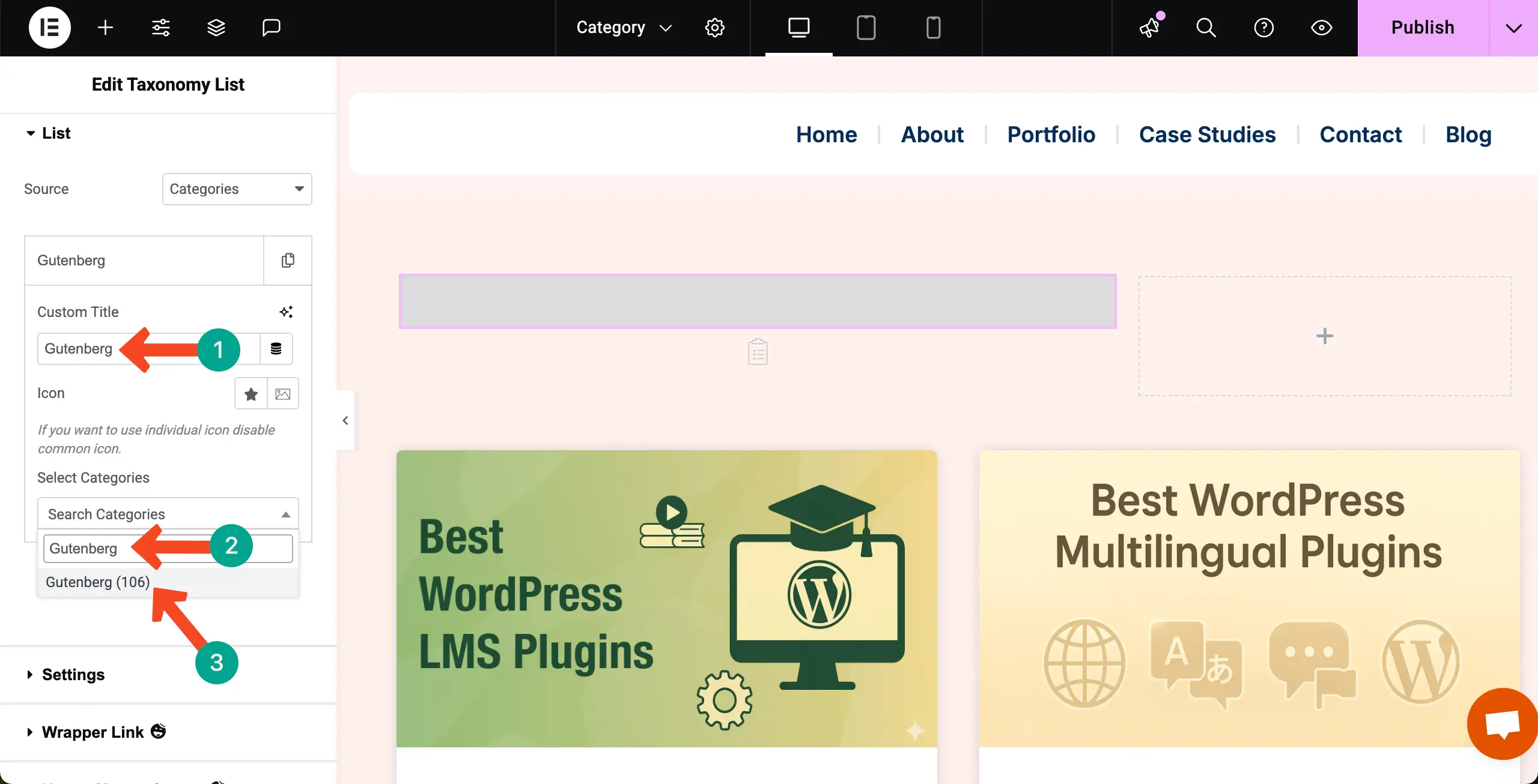 Select and add a category