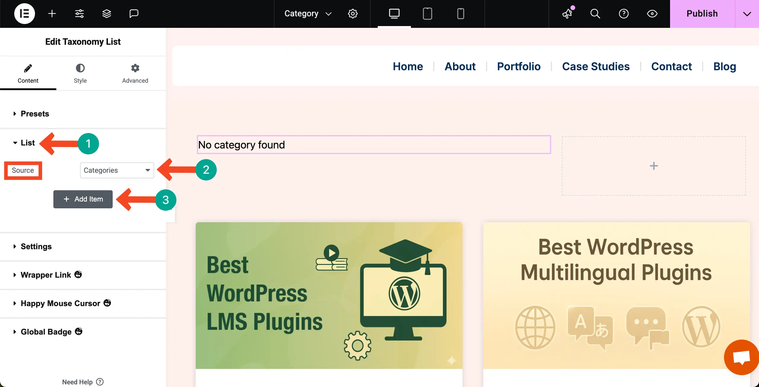 Select the Category option