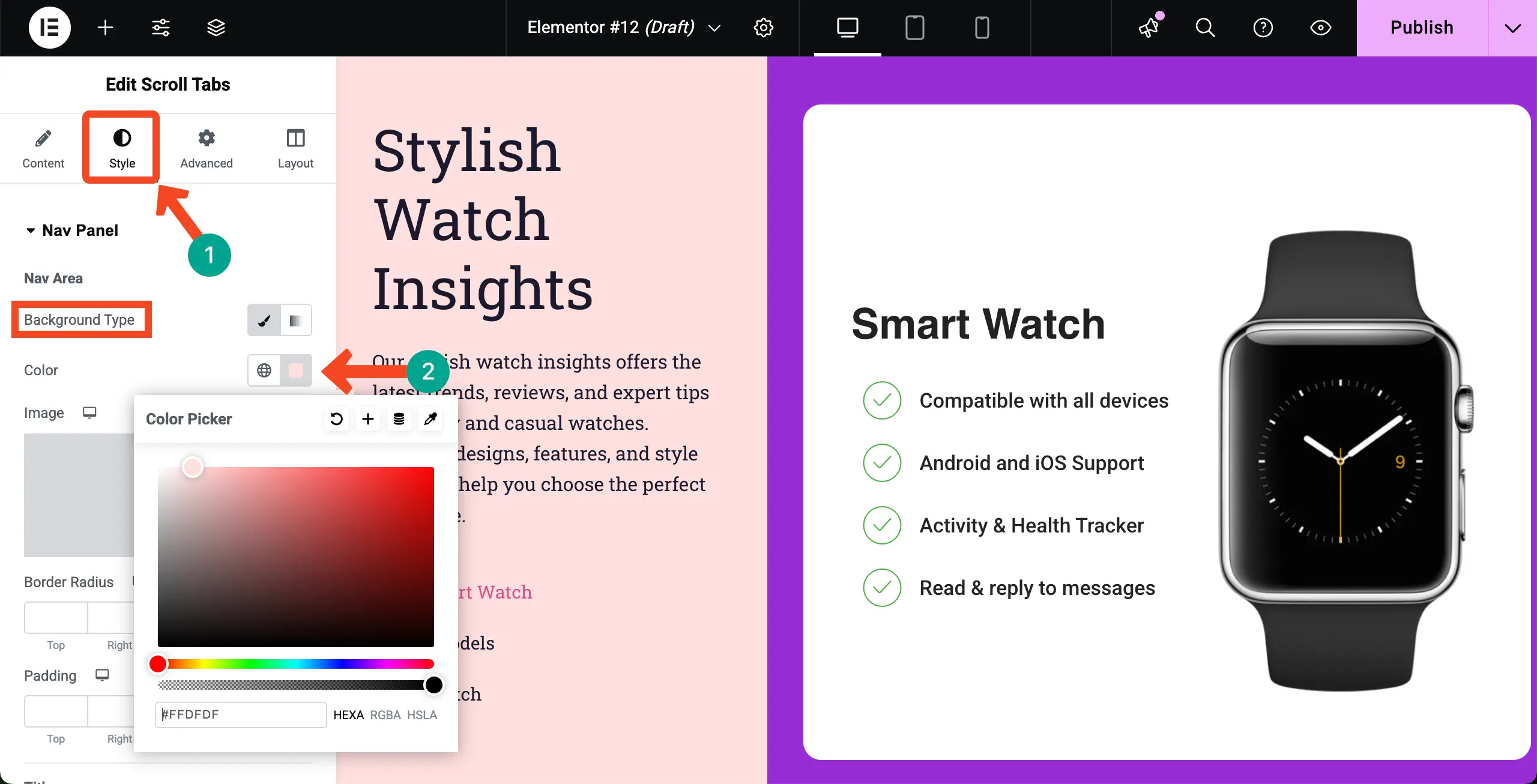 Stylize the Scroll Tabs Widget