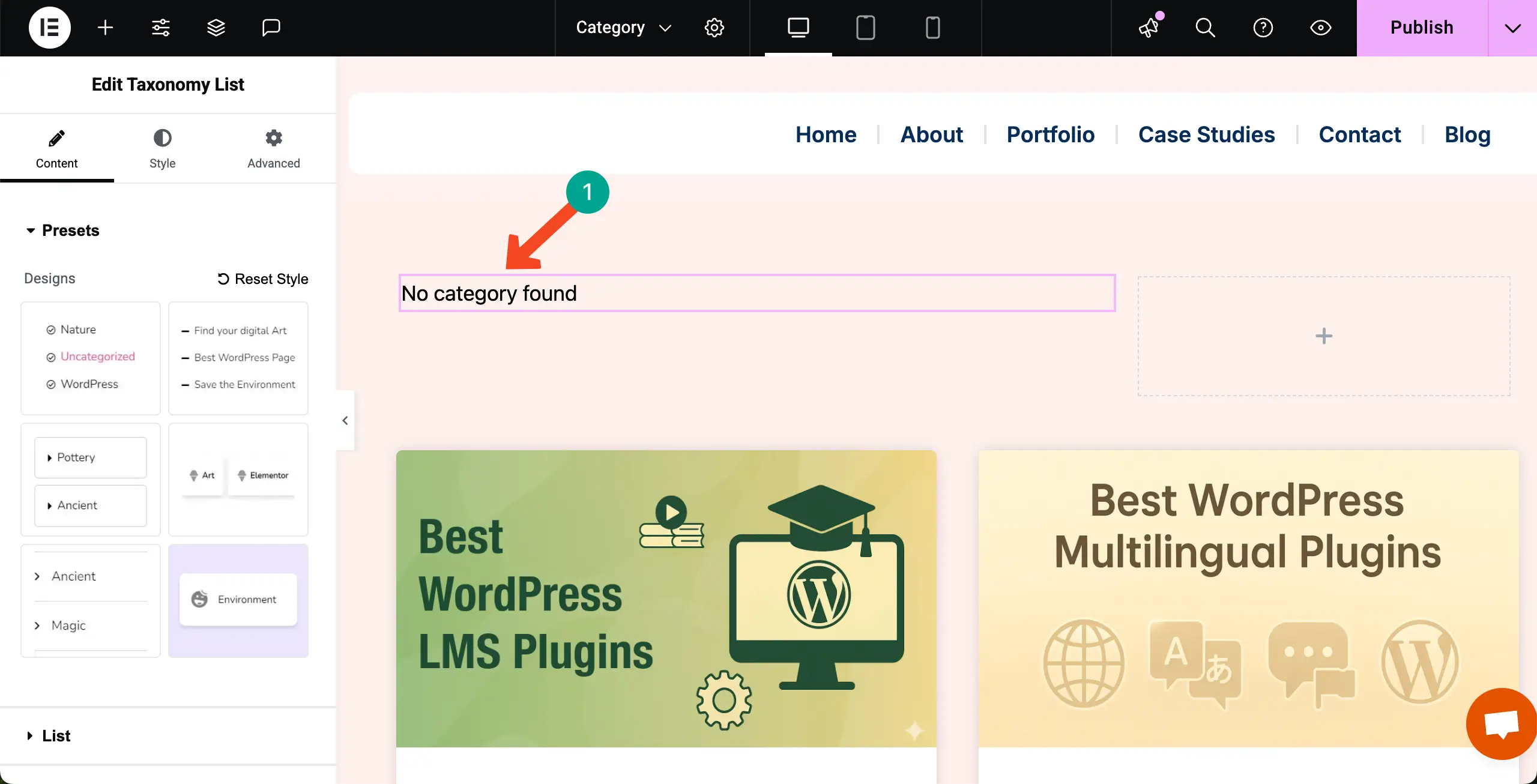 Taxonomy List widget is added