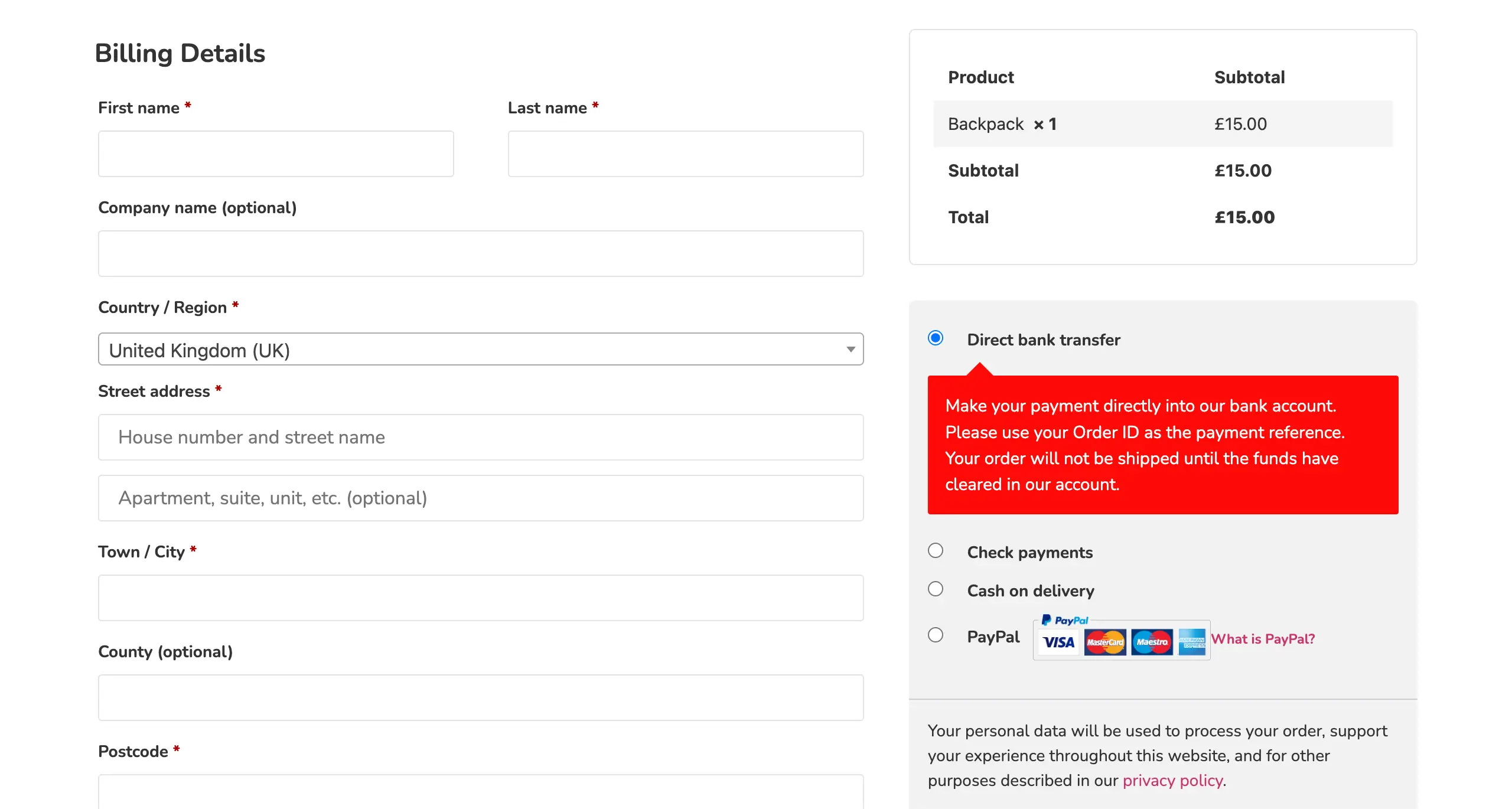 Checkout WooCommerce Widget for Elementor