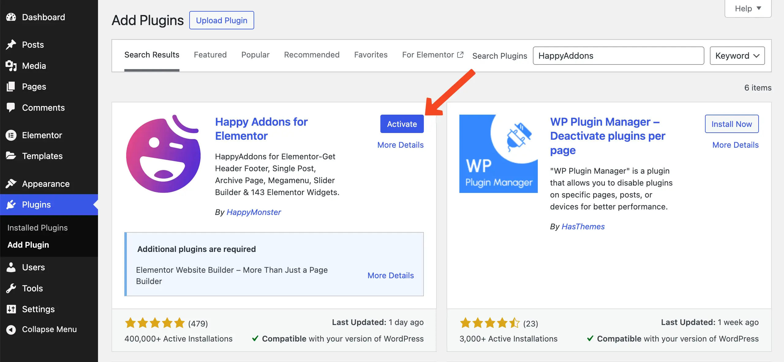 How to Restore HappyAddons Settings After Plugin Reinstallation 4 HappyAddons activation