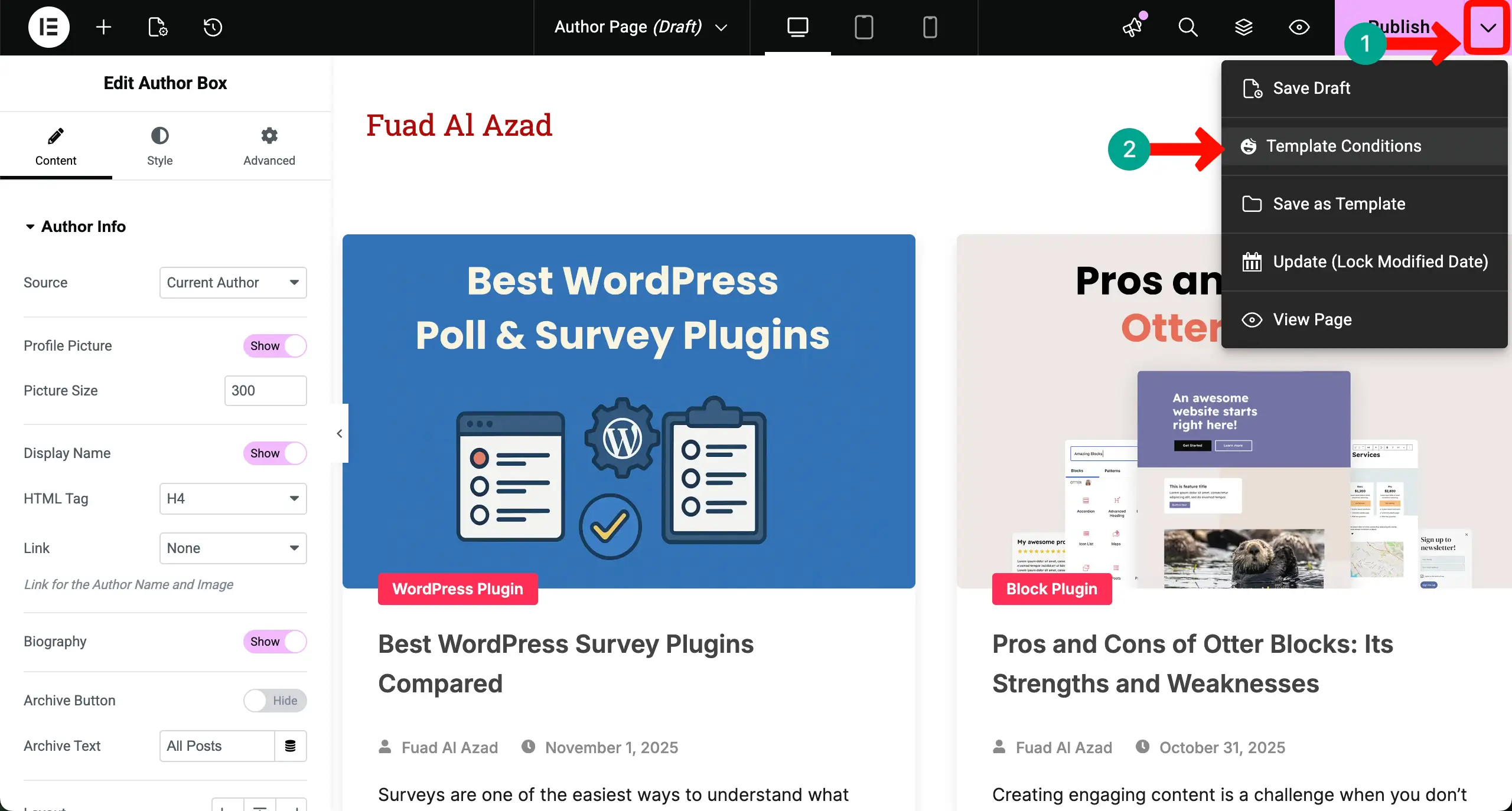 Add Condition to the Author Archive Page