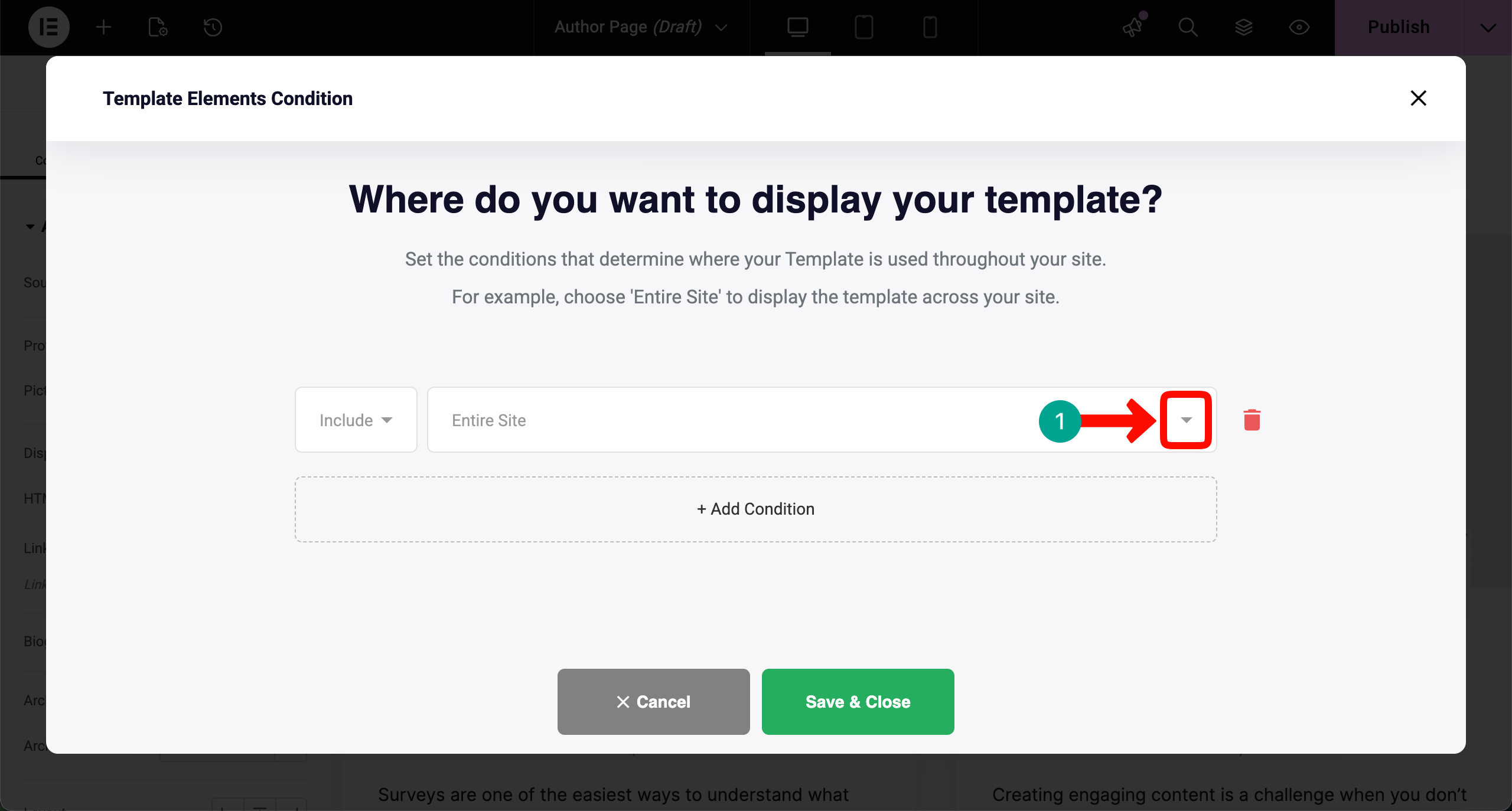 Add condition options for the Author Archive Page