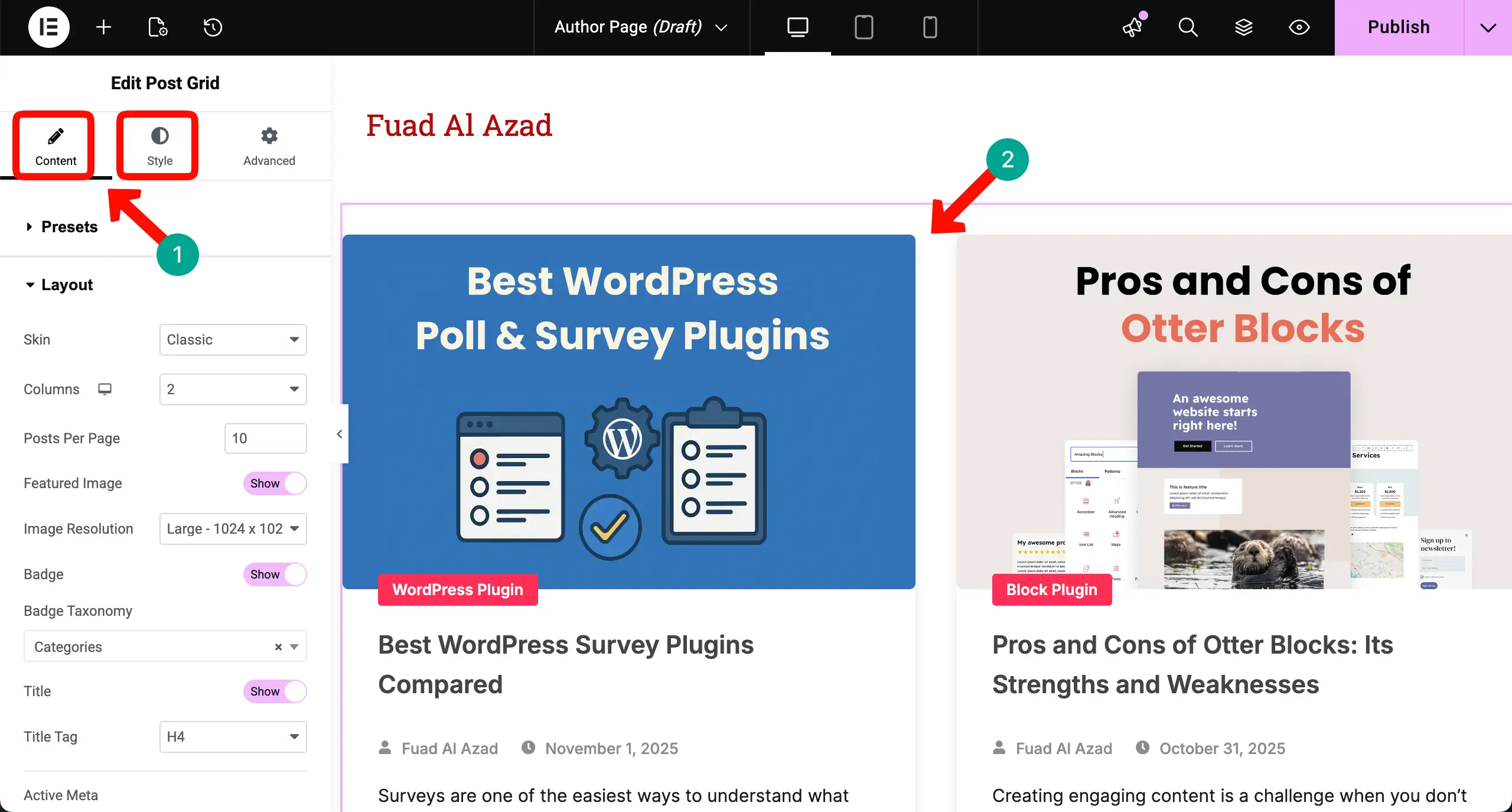 Stylize the post grid widget