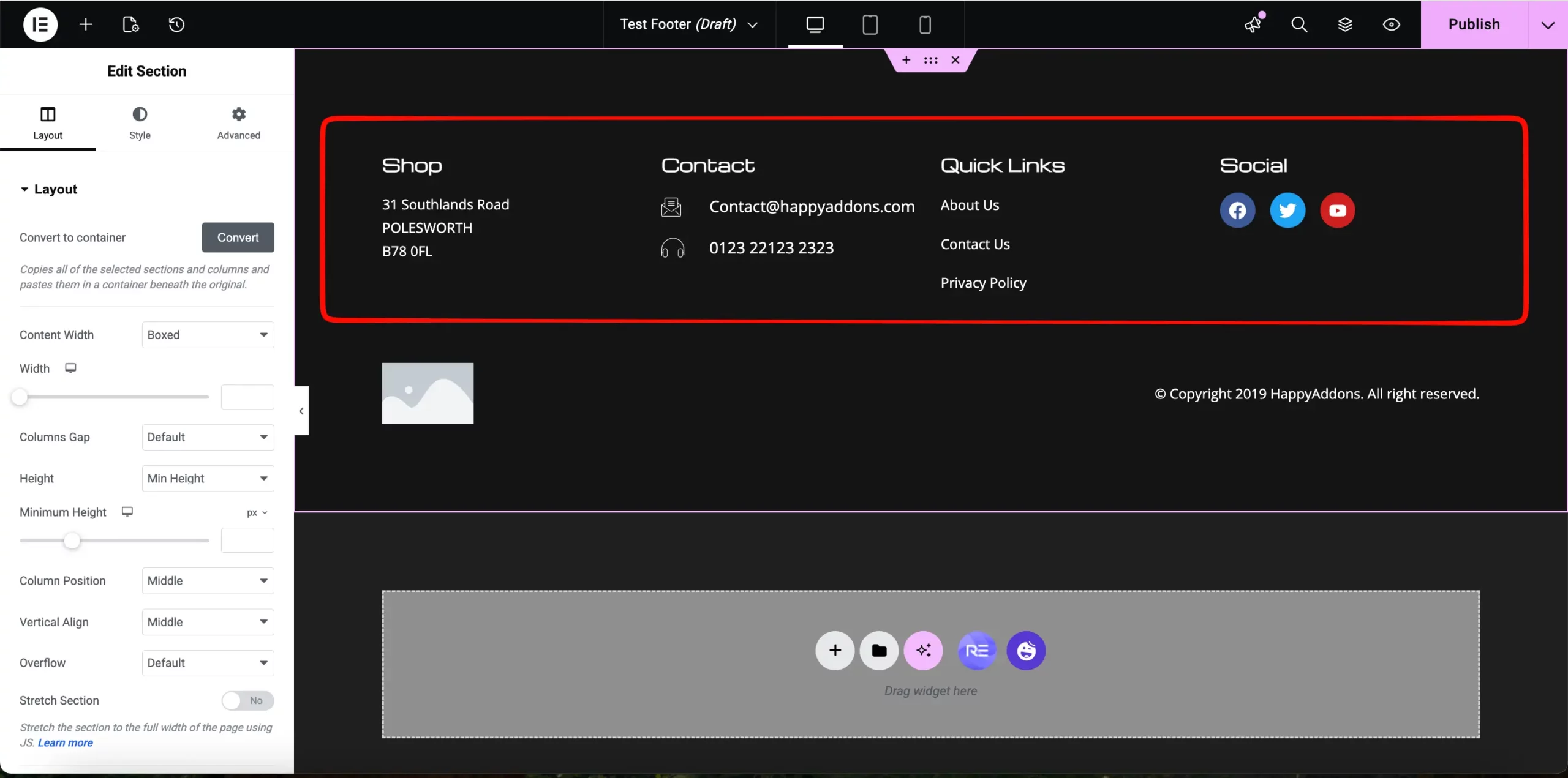editing social links 