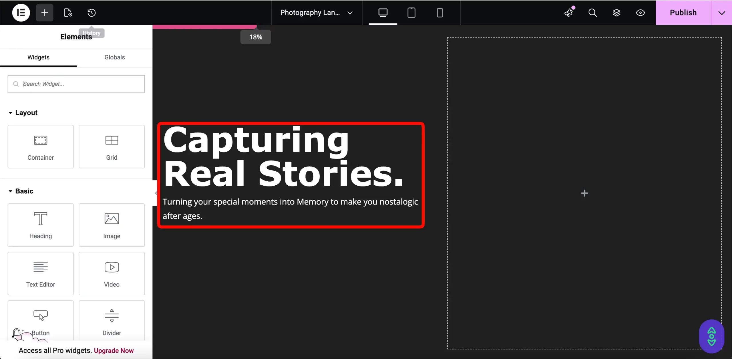 adding heading and text 