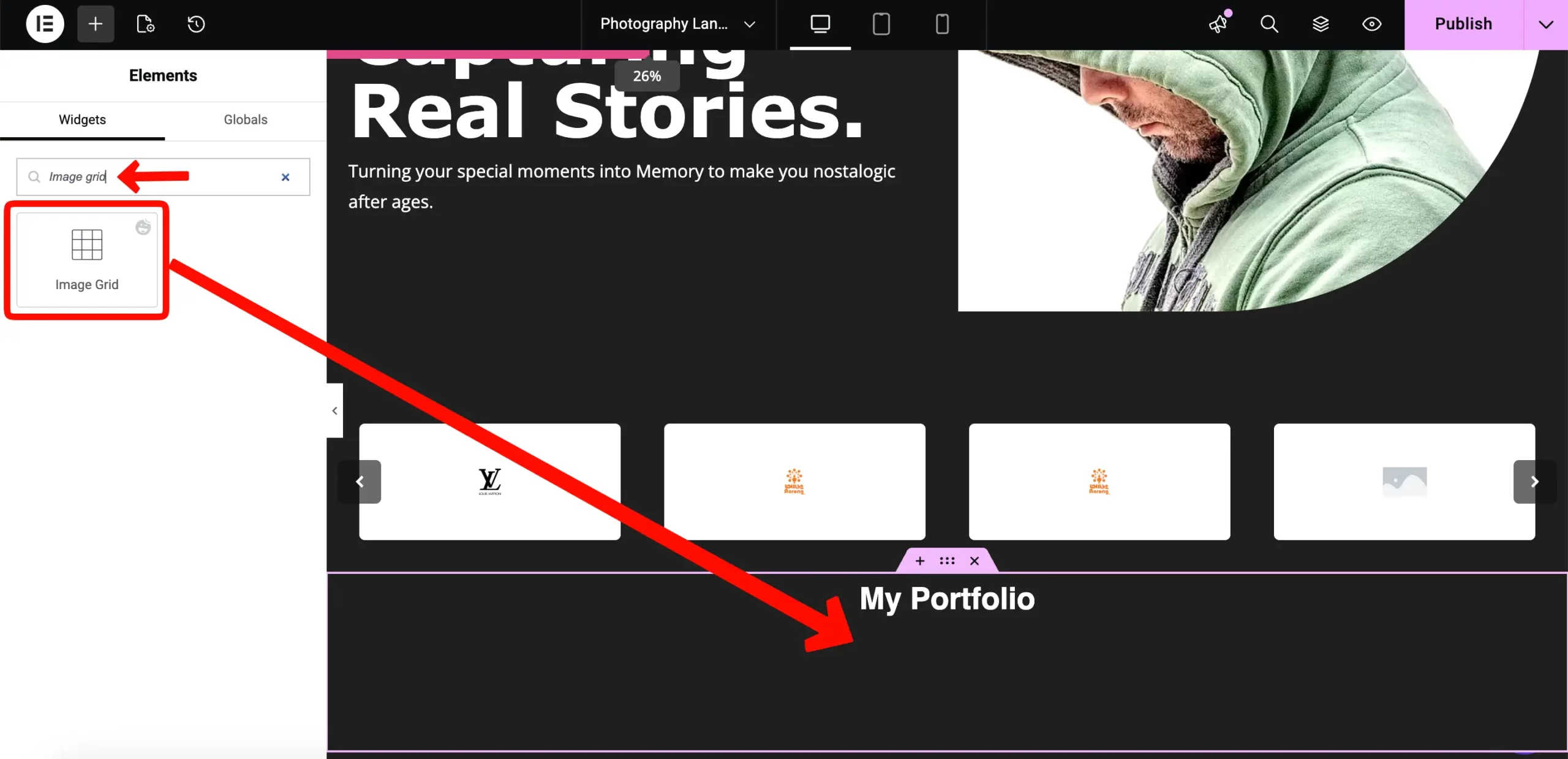 Image grid selection 