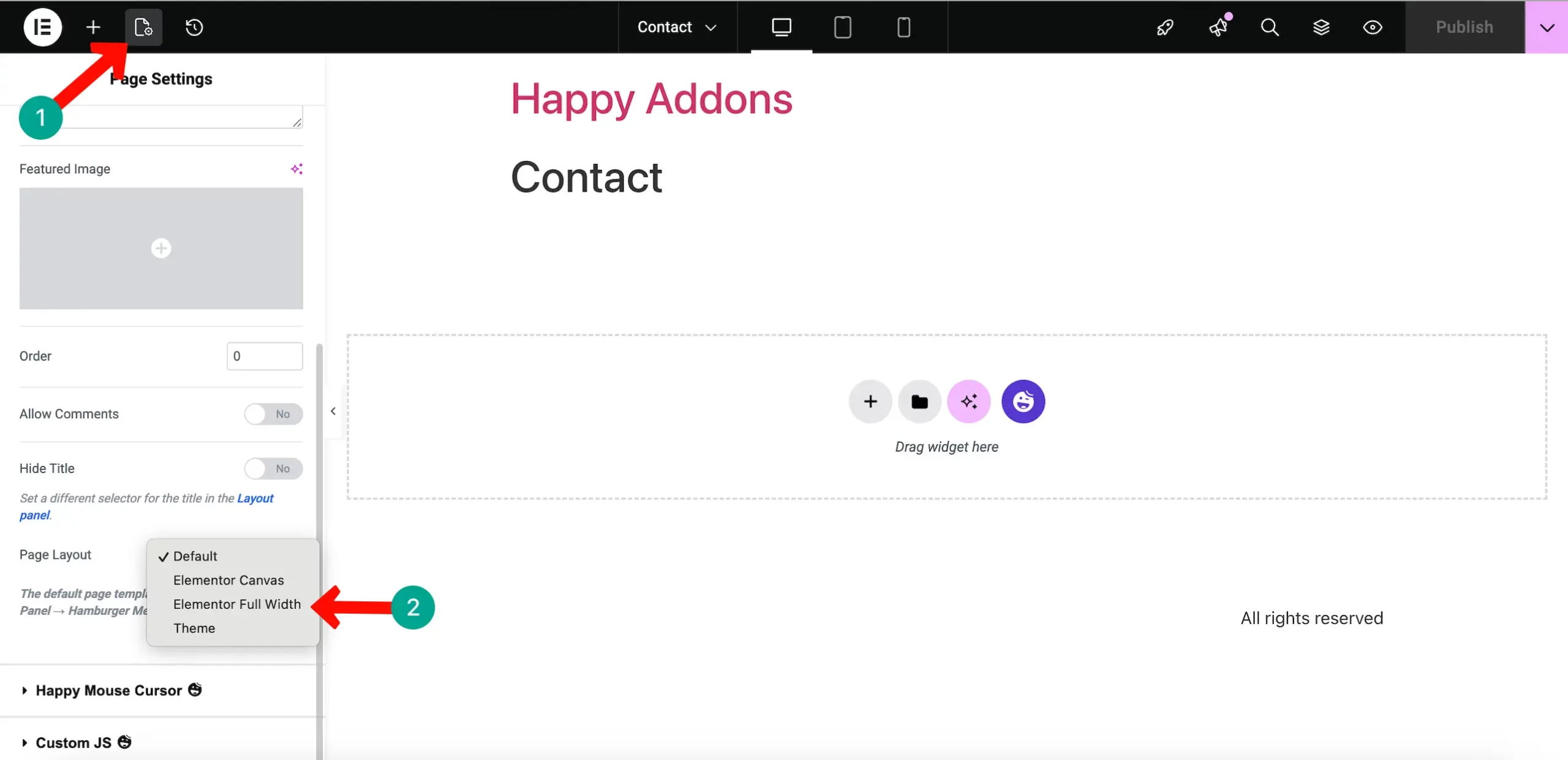 How to Create a Contact Page with Elementor (Step-by-Step Guide) 6 Elementor with full width setup