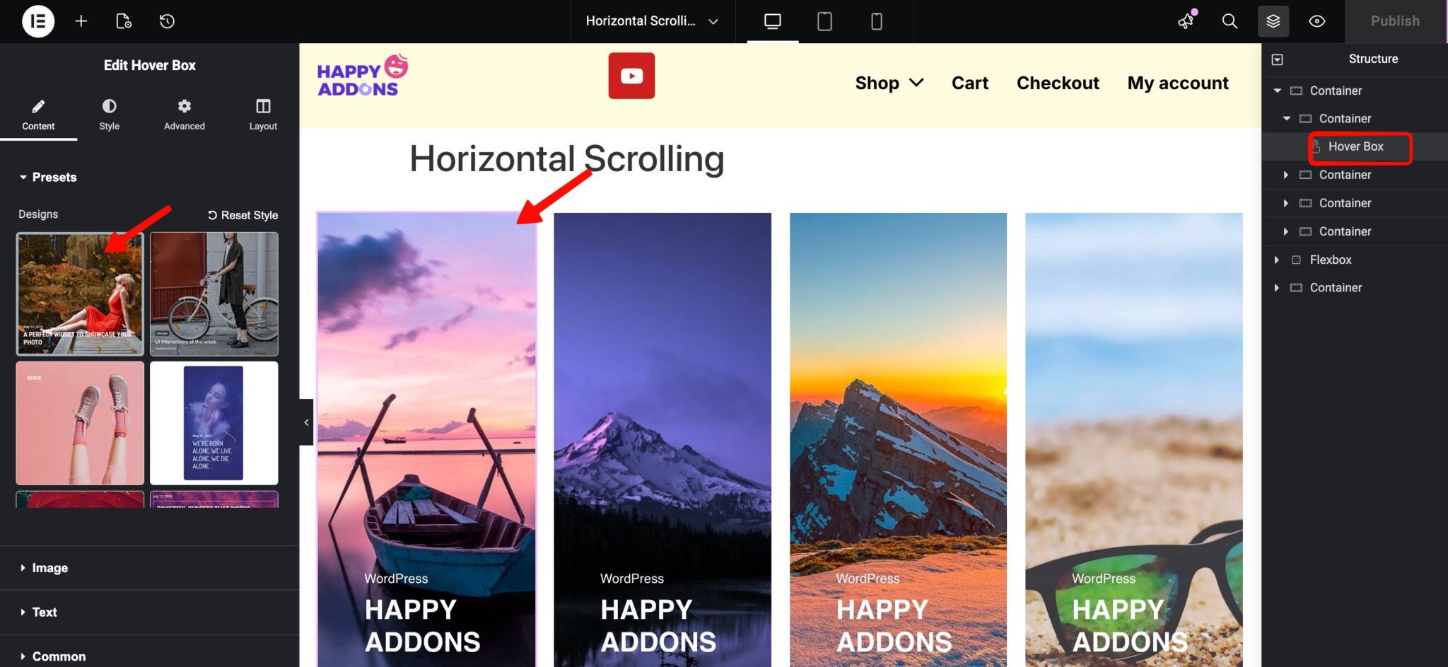 Horizontal Scroll - HappyAddons