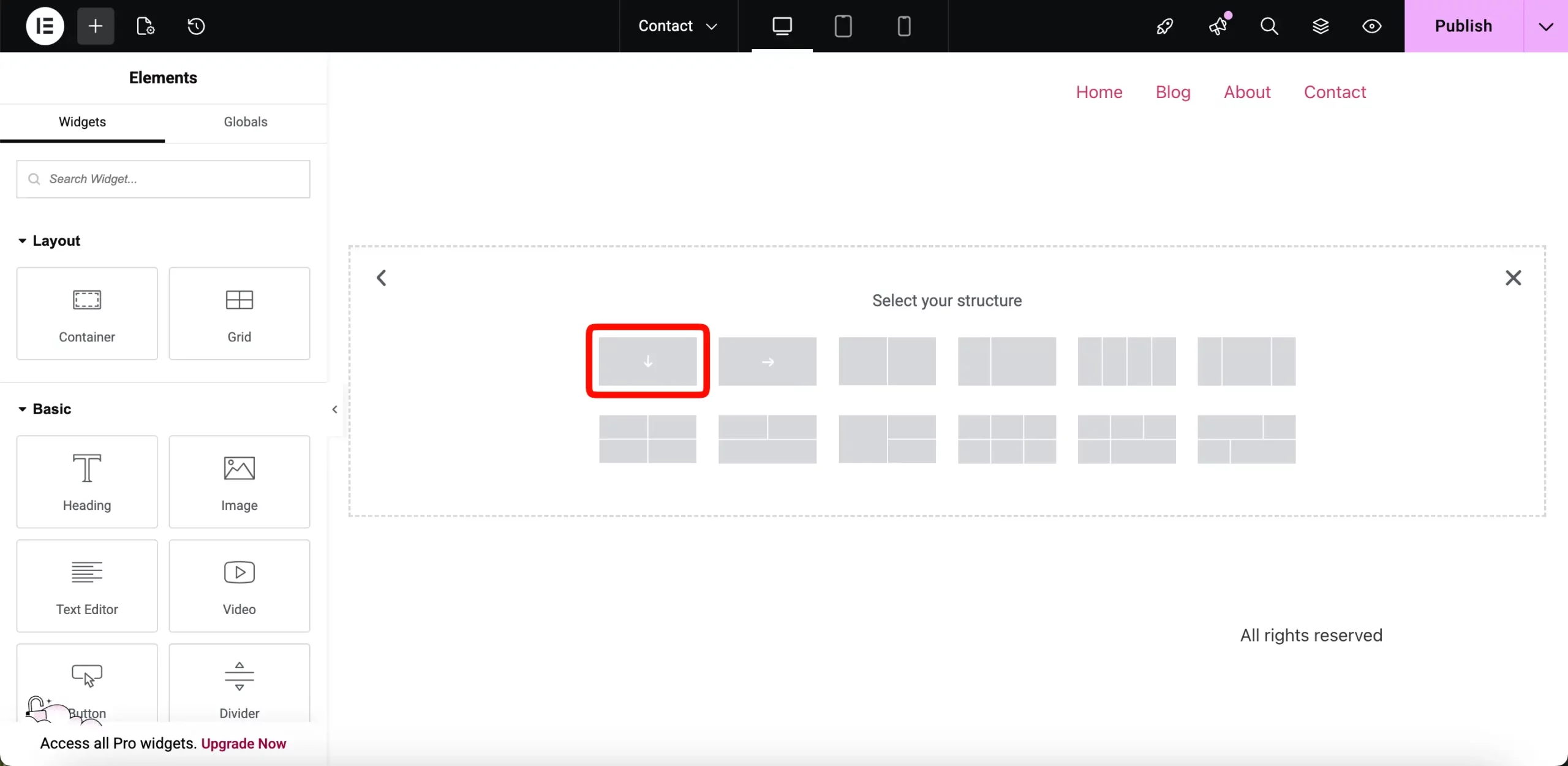 How to Create a Contact Page with Elementor (Step-by-Step Guide) 8 adding layout for contact page