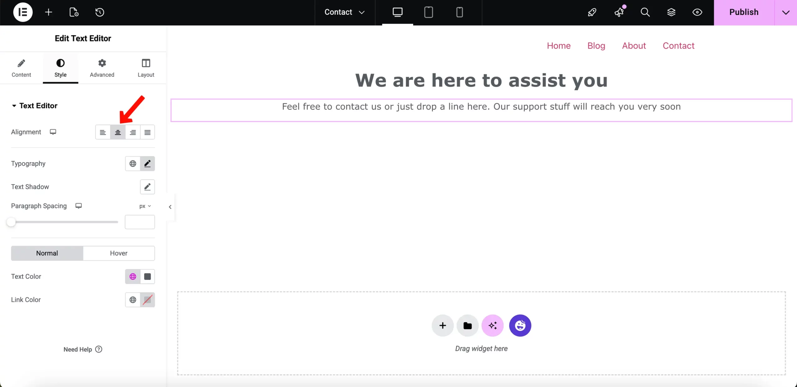 How to Create a Contact Page with Elementor (Step-by-Step Guide) 10 Middle alignment